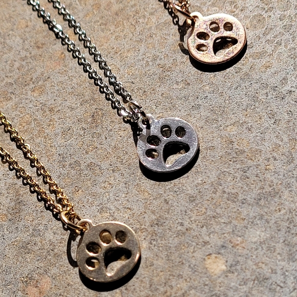 Paw Print Sterling Silver and Gold Plated Necklaces - Picture 6 of 6